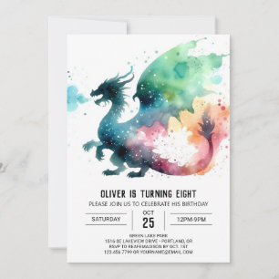 Warm Dragon Birthday Printable Einladung