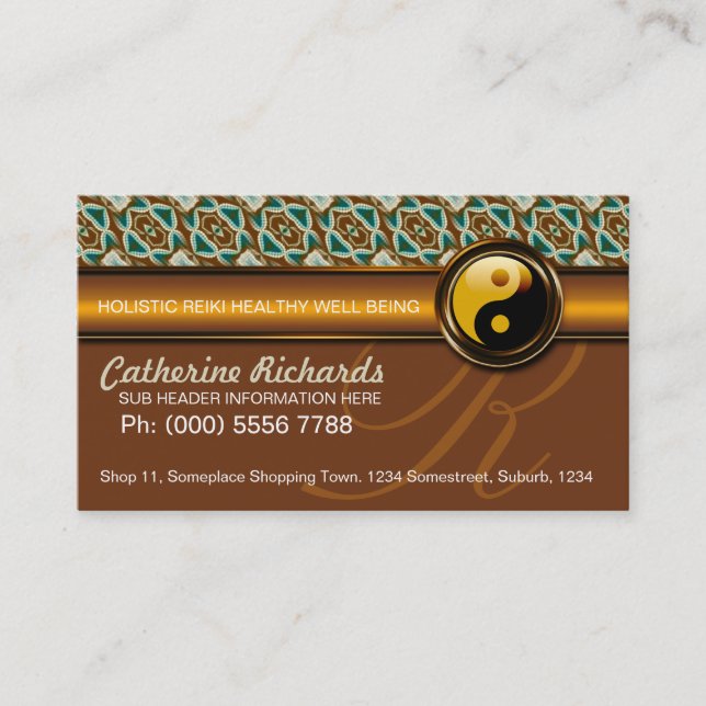 Warm Earth Reiki Yin Yang Gold-Visitenkarten Visitenkarte (Vorderseite)