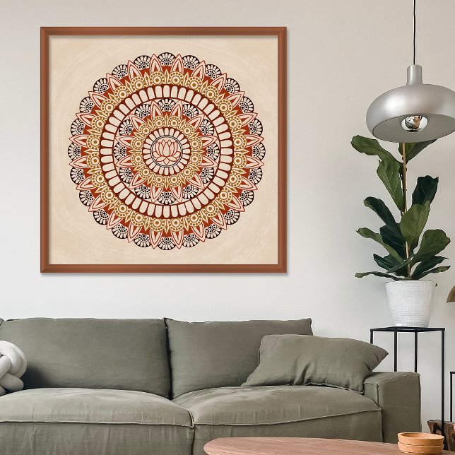 Warm Earth Tones Lotus Henna Mandala Poster (Von Creator hochgeladen)