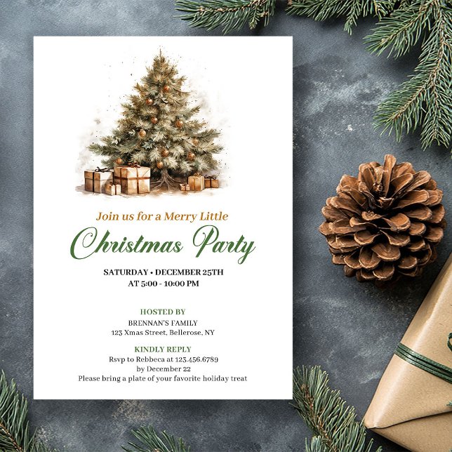 Warm Earthy Colors Christmas Tree Holiday Invite Einladung (Warm Earthy Colors Christmas Tree Holiday Invite)