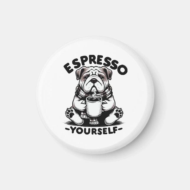 Warm Espresso Bulldog Magnet (Vorne)