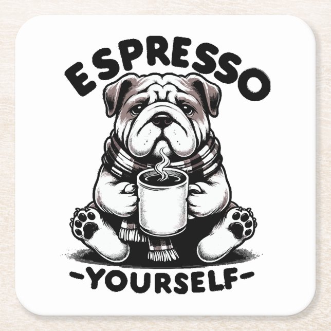 Warm Espresso Bulldog Rechteckiger Pappuntersetzer (Vorderseite)