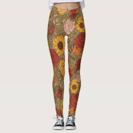 Warm Floral Patterned Legging Leggings