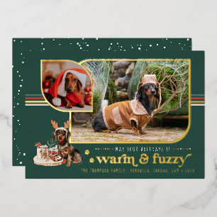 Warm & Fuzzy   Weihnachtskarte für Haustierbesitze Folien Feiertagskarte