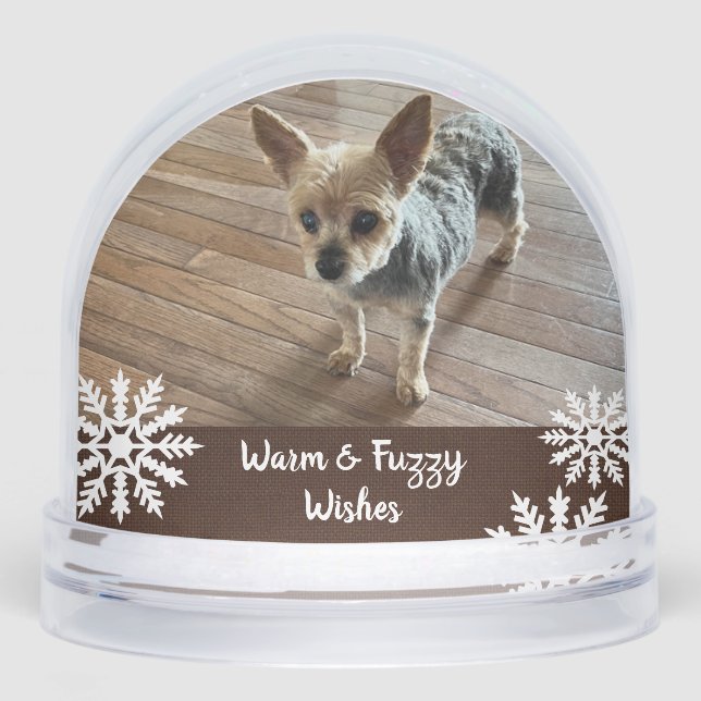 Warm & Fuzzy wünscht Rustikales Haustier Schneekugeln (Vorderseite)
