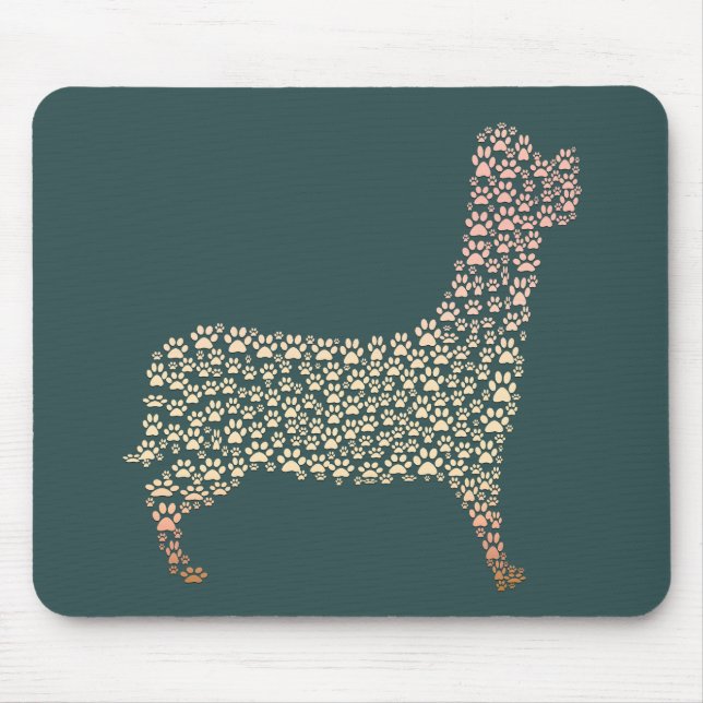Warm Gold Gradient Paw Print Dog Silhouette Fabric Mousepad (Vorne)