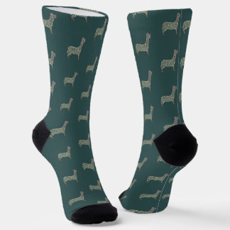 Warm Gold Gradient Paw Print Dog Silhouette Fabric Socken