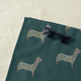 Warm Gold Gradient Paw Print Dog Silhouette Fabric Strandtuch