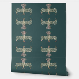 Warm Gold Gradient Paw Print Dog Silhouette Fabric Tapete