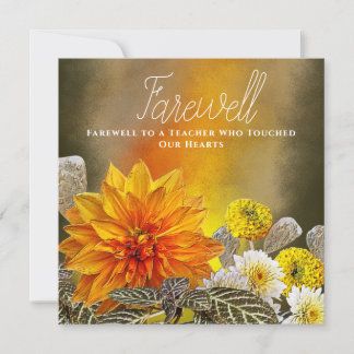 Warm Golden Floral Teacher Farewell Appreciation Dankeskarte