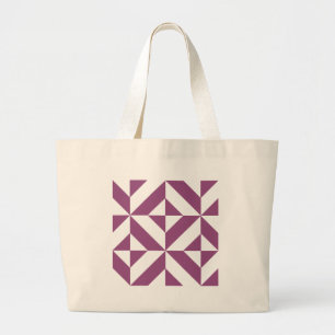 Warm Grape Geometric Deco Cube Pattern Jumbo Stoffbeutel