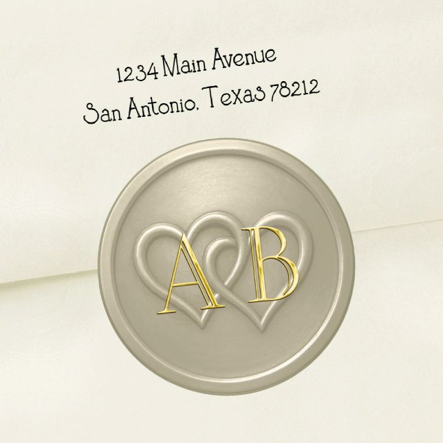 Warm Gray Two Hearts Intertwined Wedding Runder Aufkleber (Von Creator hochgeladen)