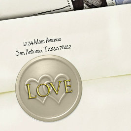 Warm Gray Two Hearts Intertwined Wedding Runder Aufkleber