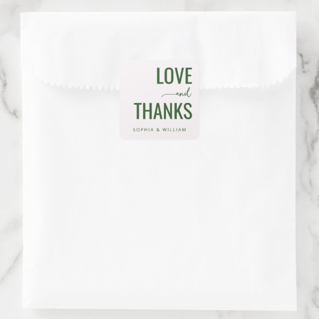Warm Green Minimalist Wedding Stickers (Sac)