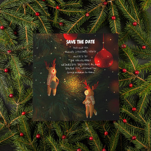 Warm handbemaltes Rentier-Ornament Weihnachten Save The Date