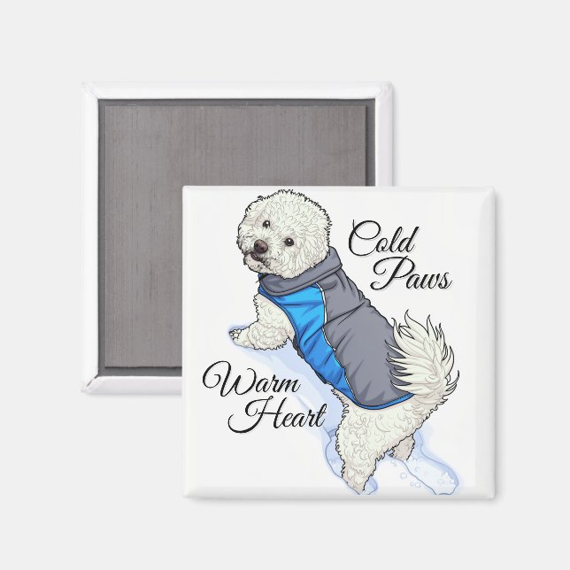 Warm Heart Snow Bichon  Magnet (Vorderseite/Rückseite)