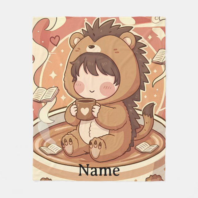 Warm Hedgehog Brew Cozy Fleece Blanket (Vorderseite)
