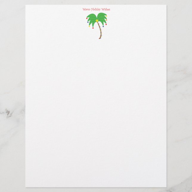 "Warm Holiday Wishs" Palm Tree Letterhead (Vorderseite)