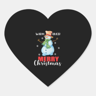 Warm Hugs Snowman Funny Christmas T - Shirt Herz-Aufkleber