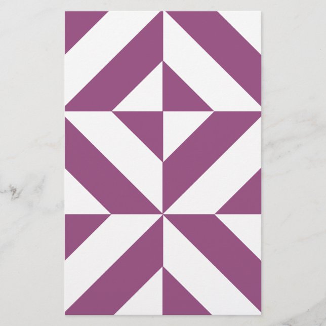 Warm Lila geometrischer Deko Cube Briefpapier (Vorderseite)