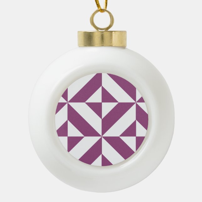 Warm Lila geometrischer Deko Cube Keramik Kugel-Ornament (Vorderseite)