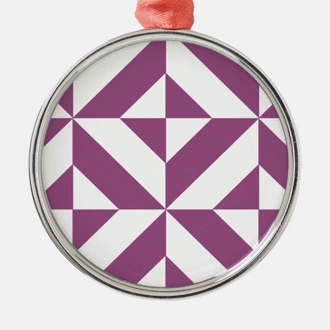 Warm Lila geometrischer Deko Cube Silbernes Ornament (Vorne)