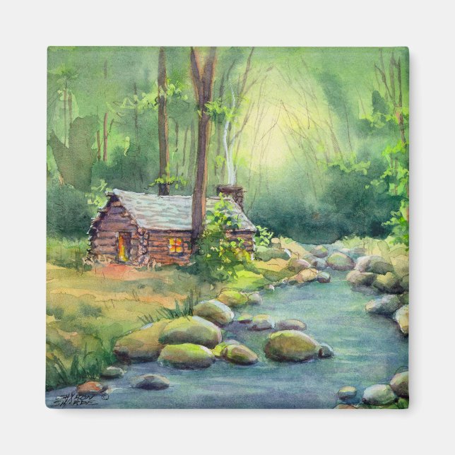 WARM LOG CABIN VON SHARON SHARPE MAGNET (Vorne)