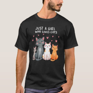Warm Mädchen liebt Katzen Süße Herzen Kunst T-Shirt