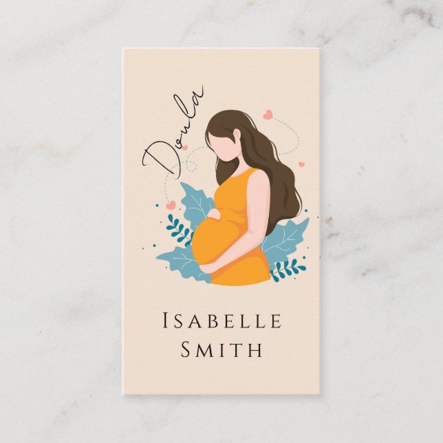 Warm Maternity Care Illustration Identity Design Telefonnummerkarte (Vorderseite)