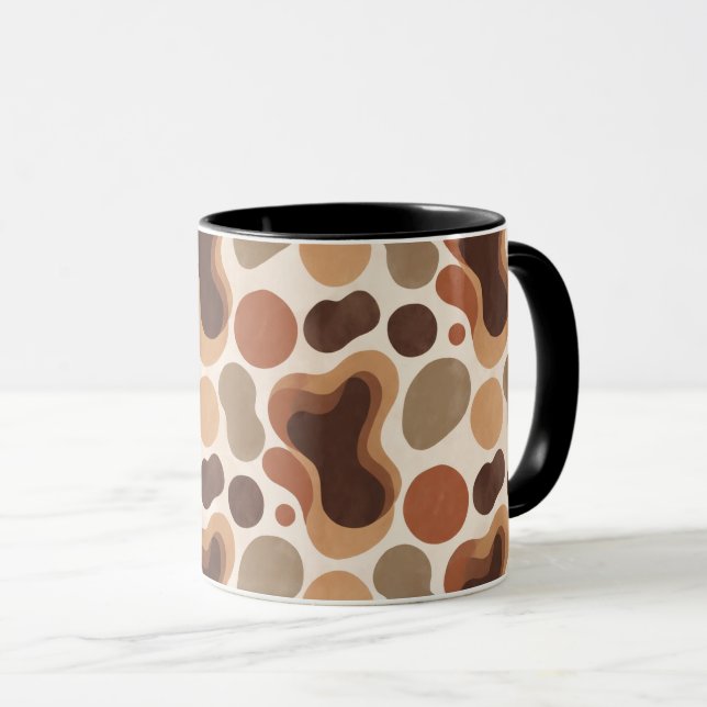 Warm Neutral Abstract Mug – Modern Organic Pattern (Devant droit)
