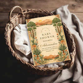 Warm Neutral Desert Canyon Botanicals Baby Shower Einladung