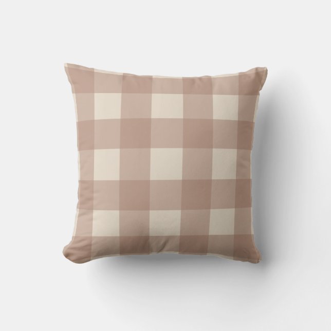 Warm Neutral Gingham Pillow  Kissen (Vorderseite)