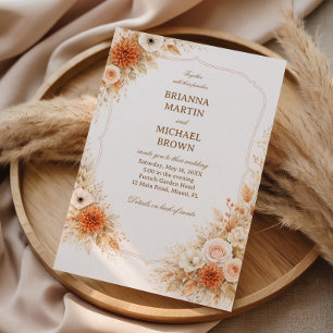 Warm Neutrales Florales Elegant Einladung