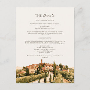 Warm Ochre Toskanische Hügelstadt Italien Hochzeit Begleitkarte