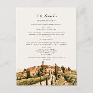Warm Ochre Toskanische Hügelstadt Italien Hochzeit Begleitkarte