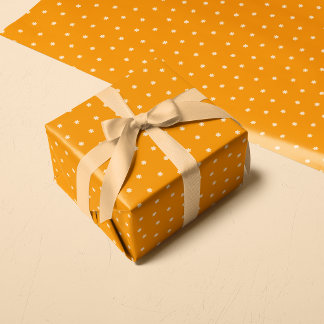 Warm Orange Ditsy Flower Polka Dots Pattern Geschenkpapier