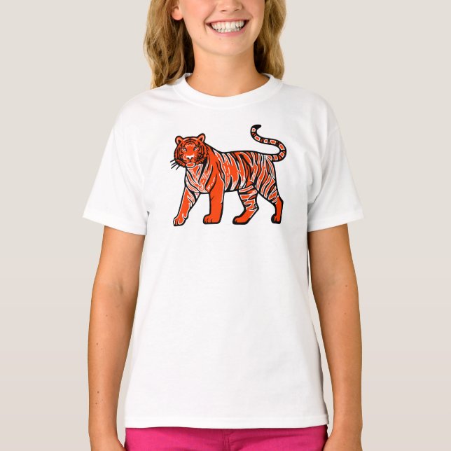 Warm Orange Tiger Kids T-Shirt – Cute Wild Animal  (Vorderseite)