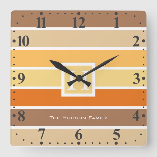 Warm Pastel Autumn Color Palette | Personalized Quadratische Wanduhr (Vorderseite)