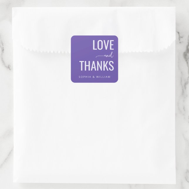 Warm Purple Typographic Gratitude Quadratischer Aufkleber (Tasche)