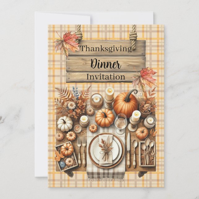 Warm Red and Orange Farmhouse Thanksgiving Einladung (Vorderseite)