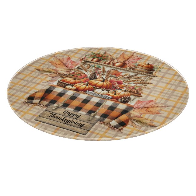 Warm Red and Orange Farmhouse Thanksgiving Schneidebrett (Ecke)