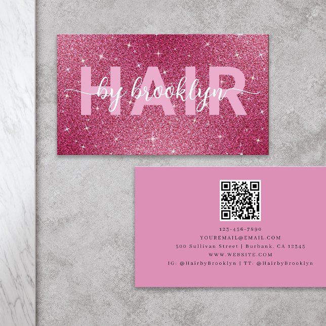 Warm-rosa Glitzer nach Stylist QR-Code Visitenkarte (Von Creator hochgeladen)