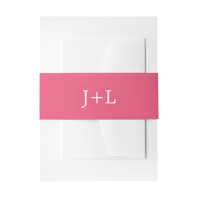 Warm-rosa-Initialen für die Hochzeitsfeier Einladungsbanderole (Vorderseite Beispiel)