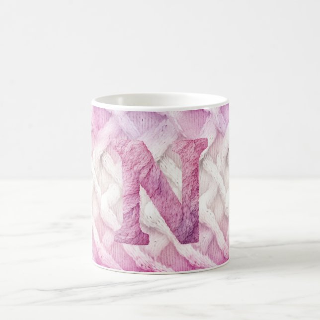 Warm rosa Lila Buchstabe N Kaffeetasse (Mittel)