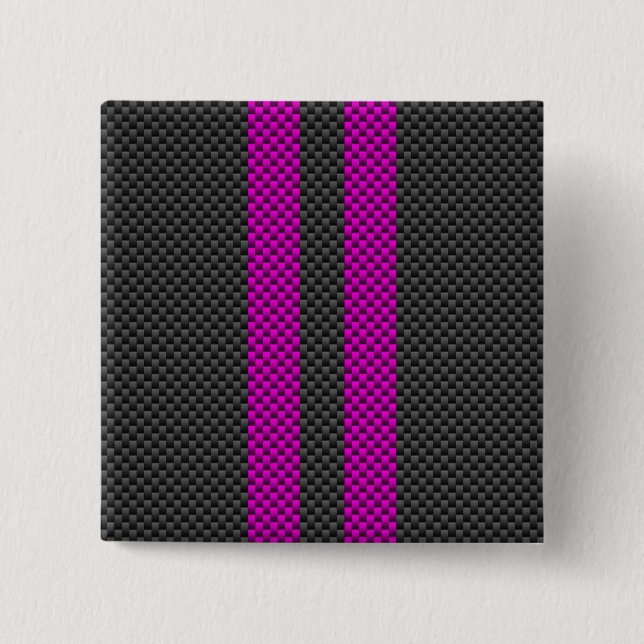 Warm rosa Racing Streifen im Carbon Fibre-Stil Button (Vorderseite)