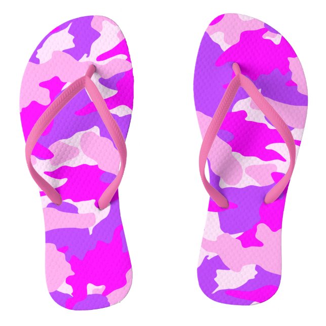 Warm-rosa-weiße und Lila Camouflage - Militärische Flip Flops (Fußbett)