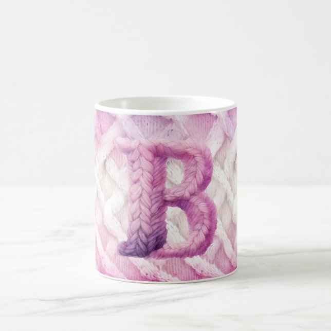 Warm rosa Weißer Lila Buchstabe B Kaffeetasse (Mittel)