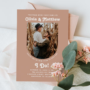Warm Rosé-Hochzeit Sanfte Minimalistische Archit Einladung