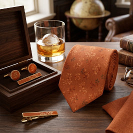 Warm Rustic Orange Leaf Pattern Krawatte