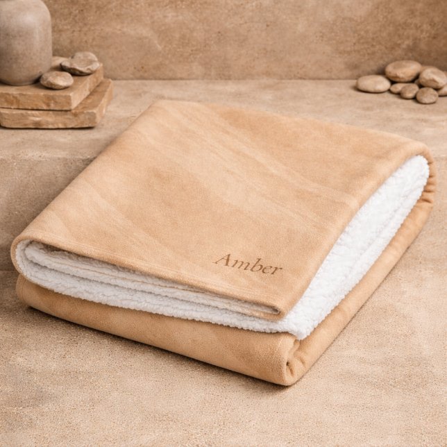 Warm Sandstone Flow Sherpa Blanket Sherpadecke (Natural sandstone lines in warm tones for serene days and peaceful unwinding)